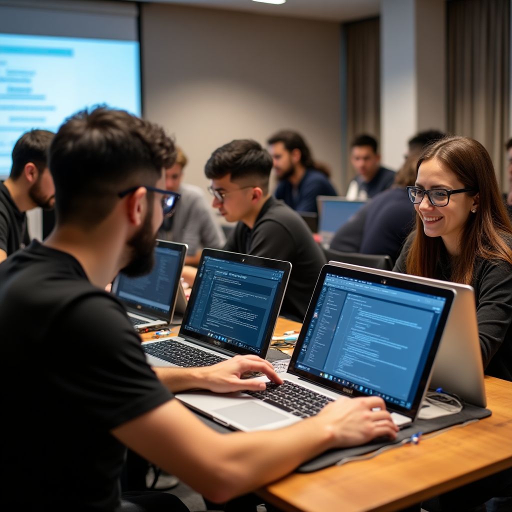 Zespół podczas hackathonu